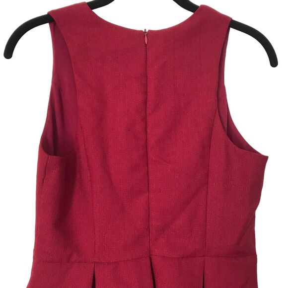 Gianni Bini Womens Dress Size S Red Fit Flare Pleated Dress Textured Sleeveless - Picture 6 of 10
